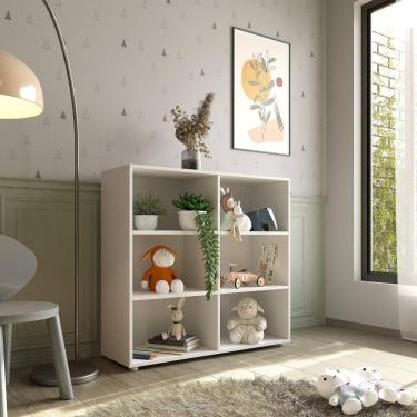 Imagem de Estante Infantil Organizadora 6 Nichos Theo Yescasa Branco Perfect Wood