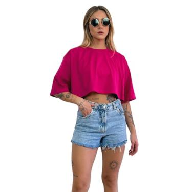 Imagem de Camiseta Cropped Oversized Aveloz- Rosa Pink-M