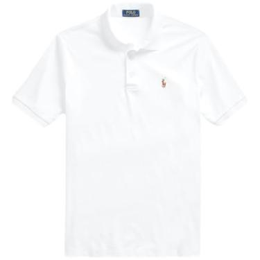 Imagem de Polo Ralph Lauren Camisa polo masculina de malha slim fit personalizada, Ralph Lauren, branco, M