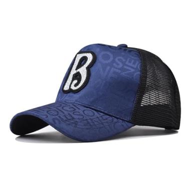 Imagem de GeRRiT Boné de beisebol masculino de malha bordado com logotipo personalizado, tendência da moda, boné unissex para uso ao ar livre, B azul-marinho, G