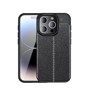 Imagem de CruzerLite Capa compatível com Apple iPhone 15 Pro, capa com design de textura de fibra de carbono, antiarranhões, absorção de choque, projetada para Apple iPhone 15 Pro (2023) (couro preto)