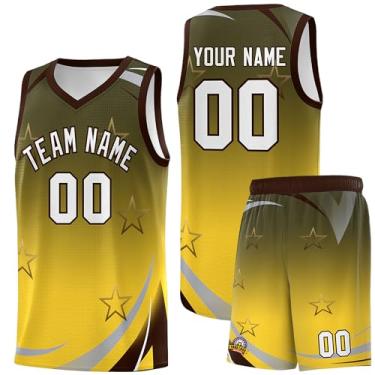 Imagem de Camiseta de basquete personalizada para homens mulheres jovens, shorts de basquete personalizados com logotipo do número do time, Amy verde e amarelo-01, Tamanho Único