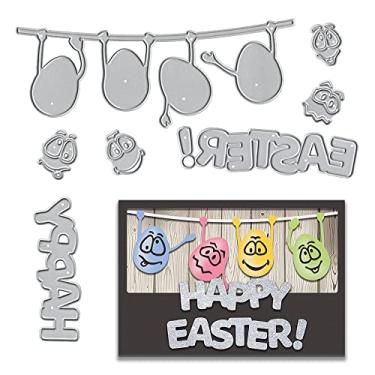 Imagem de Cortes de ovos de páscoa para fazer cartões, conjuntos de moldes de corte de minions fofos, palavras de Páscoa, estêncil, molde de gravação em relevo para scrapbook, cartões faça você mesmo, álbum de