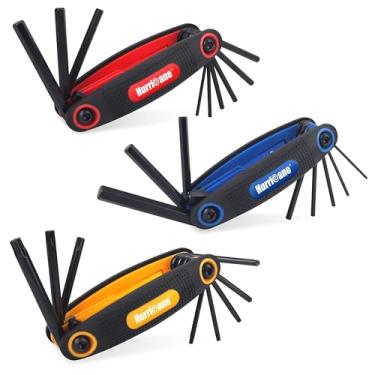 Imagem de HURRICANE Conjunto de chaves Allen dobráveis de 25 peças, SAE, métrica, conjunto Torx, aço cromo vanádio, conjunto com 3 chaves Allen portáteis para reparos domésticos básicos e aplicações gerais