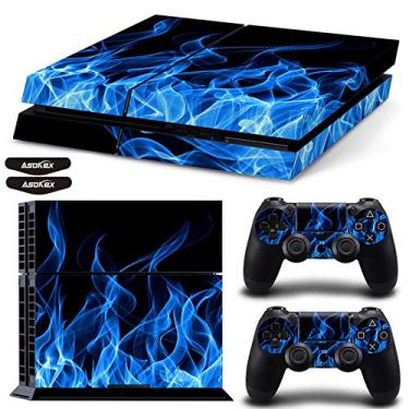 Imagem de Ps4 Slim Stickers Capa de decalque de vinil de corpo inteiro para controles de console PlayStation 4 (com 4 peças de adesivos LED Lightbar) (Blue Fire) (console PS4 (Blue Fire))