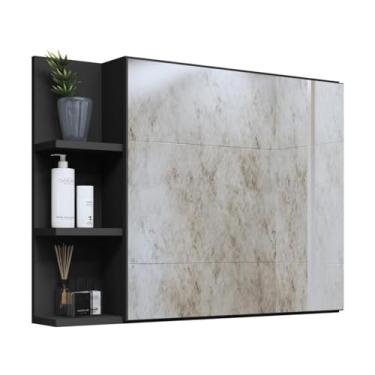 Imagem de Espelheira Para Banheiro Suspensa Nicho Prateleira Closet (Preto)