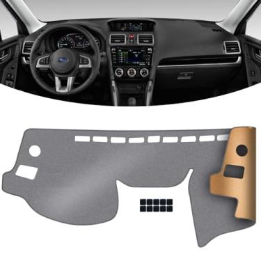 Imagem de KEYOOG Tapete de painel de painel adequado para Su-baru Forester 2018-2014 (para o código da carroceria S13, sem modelos HUD), tapete de painel de carro tapete antirreflexo, protetor de proteção solar antiderrapante (cinza)