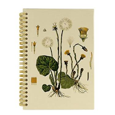 Imagem de Knibeo Caderno de diário vegetal estético, diário bonito, caderno encadernado em espiral de 15,5 × 21,3 com 164 páginas, material escolar universitário estético, diário, caderno feminino