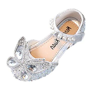 Imagem de Sandálias femininas Jellies Fashion Summer Girls Dress Performance Dance Shoes Sandálias de strass para crianças meninas tamanho 11, Prata, 6.5 Toddler