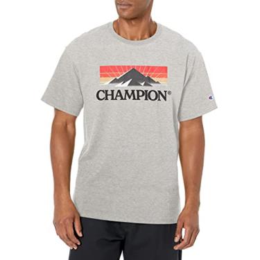 Imagem de Champion Camiseta masculina clássica, sazonal (cores aposentadas), Oxford Gray Mountain Grid, XXG