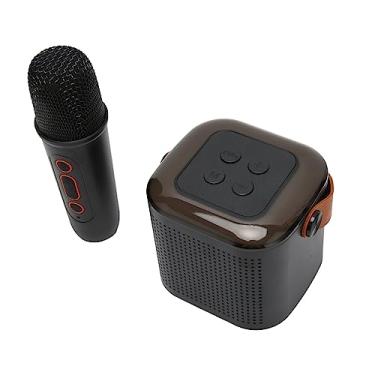 Imagem de Conjunto de Microfone Com Alto-falante, Máquina de karaokê Estéreo Requintada Com Luz RGB, Cartão de Memória de Suporte Portátil Poderoso para Festa para Telefone (Preto)