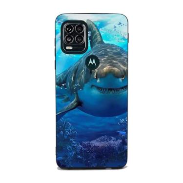 Imagem de Capa compatível com Motorola Moto G Stylus 5G - Capa protetora de tubarão do mar profundo de animais perigosos fina macia TPU à prova de choque para mulheres e meninas