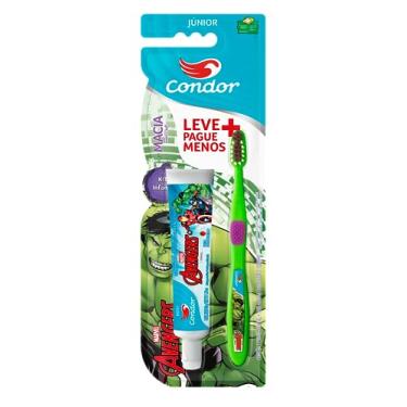 Imagem de Condor - Kit Dental Condor Esc+Gel Inf Avangers Morango Com Fluor