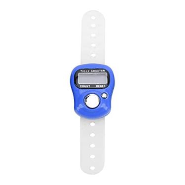 Imagem de Contador de dedos Tally Contador de display de 5 dígitos Reajustável LED Contador eletrônico de dedos Display digital Tricô Ponto de crochê Contador de contagem de fileiras para (Navy Blue)