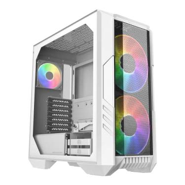 Imagem de Cooler Master HAF 500 Branco Mid-Tower Malha Ar RGB Iluminação Branco 200mm Ventoinhas 2 USB 3.2 Gen 2 Tipo C Vidro Temperado