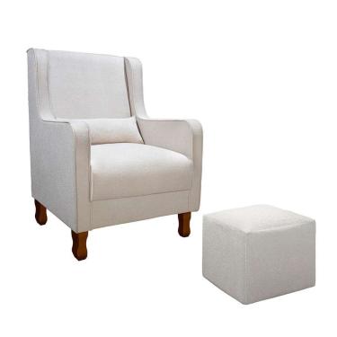 Imagem de poltrona para amamentação com puff sophia bouclé bege