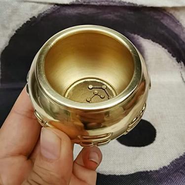 Imagem de YJIUYUANQ (cor dourada) Tigela de som de Buda Tibet Yoga Meditação Chanting Bowl Brass Chime Artesanato musicoterapia tibetana tigela cantante, tigela Bagua, acessório taoísta, 1 peça, tamanho P:
