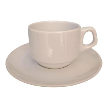 Imagem de Xícara de Chá Empilhável Oxford, 200ml, com Pires, Conjunto de 4 Peças