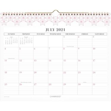 Imagem de Calendário de parede acadêmico 2021-2022, Cambridge, mensal, 38 x 30 cm, médio, para escola, professor, estudante, estilo de trabalho, rosa geo (1557P-707A), 1557P-707A-22