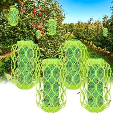 Imagem de Sancodee 4 peças de armadilha de vespas para pendurar ao ar livre, armadilha de vespas para jaqueta amarela e abelha carpinteira, placas de insetos reutilizáveis não tóxicas, exterminador de insetos