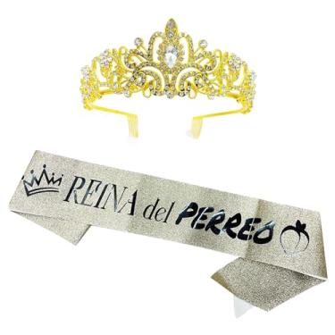 Imagem de Conjunto de tiara e faixa dourada para presente de festa, princesa, concurso de dança, chá de panela, despedida de solteira, acessórios de casamento, Standard, Plástico, Sem pedras preciosas