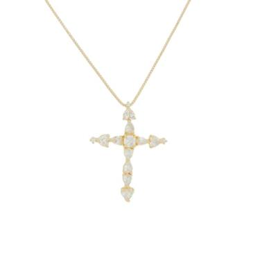 Imagem de Colar de Cruz Lisa Grande Semi Joia Banhado Ouro 18k