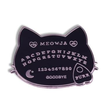 Imagem de Gato Ouija Tabuleiro Preto Esmalte Broche Bonito Paranormal Miau Espírito Novidade Broche, Joias para Jaquetas, Jeans, Mochila, Pano, Lapela, Bolsa, Chapéu, Presente para Videntes, Meninas, Meninos,