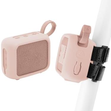 Imagem de TXEsign Capa protetora de silicone para JBL Go 4, Go 4, bolsa de transporte de viagem com capa de carregamento antipoeira alça de suporte para alto-falante (rosa)