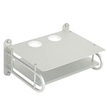 Imagem de Z-Color Caixa de armazenamento de roteador WiFi sem fio duplo de metal prateado / caixa de TV prateleira para pendurar na parede suporte de placa de tomada organizador de armazenamento de cabos