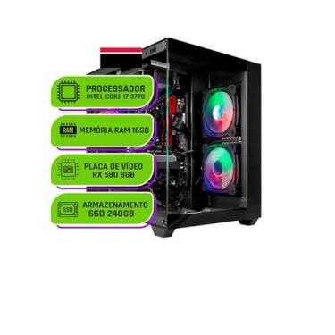 Imagem de PC Gamer Alligator Shop Intel Core i7 3770, Radeon RX 580 8GB, Memoria 16GB DDR3, SSD 240GB, Preto Black