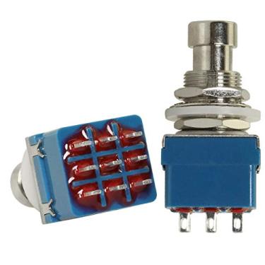 Imagem de MEETOOT 2 peças 9 pinos 3PDT caixa de escova botão efeitor True Bypass Efeitos de guitarra Pedal Box Stomp Foot Metal Switch