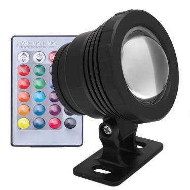Imagem de Refletores de Mudança de Cor, Refletor de Jardim Externo, Luz Subaquática LED RGB, Luzes de Paisagem Com Controle Remoto para Caminho (Alumínio revestido de plástico preto)