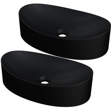 Imagem de Kit 02 Cubas de Apoio Canoa Para Banheiro Lavabo C01 BC47W Preto Matte Fosca - Lyam