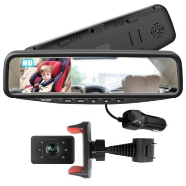 Imagem de VECLESUS Monitor de carro de bebê VT1B 1080P HD com câmera, monitor de espelho de bebê de carro de 11 cm com câmera HD colorida de visão noturna para assento de bebê, fácil de instalar e garantir a