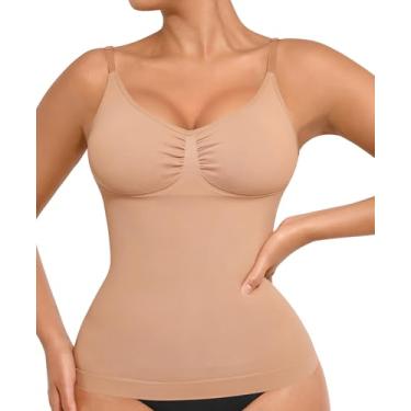 Imagem de FeelinGirl Regata feminina modeladora com controle de barriga emagrecedora, camiseta de compressão sem costura, body, Arena, Large