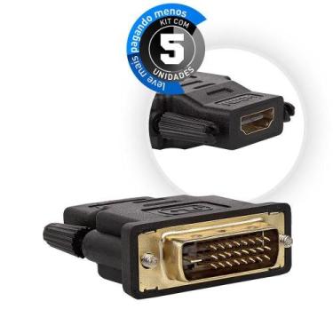 Imagem de Adaptador Dvi Macho Para Hdmi Fêmea - Kit Com 5 - Cirilo Cabos