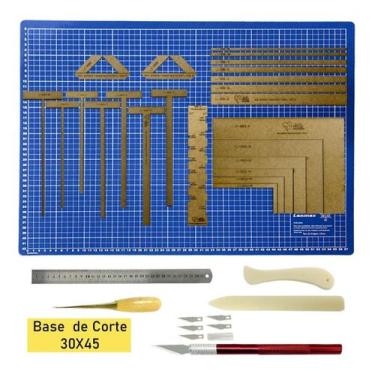 Imagem de Kit Base De Corte A3 Placa 45x30 Kit Scrapbook Com Réguas Gabaritos Wi