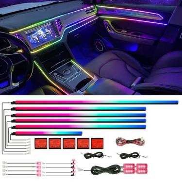 Imagem de Dreamcolor Fita de LED para interior de carro de acrílico com aplicativo, 18 em 1 128 unidades coloridas de fibra óptica para decoração de carro, kits de luz de atmosfera de atmosfera de decoração de