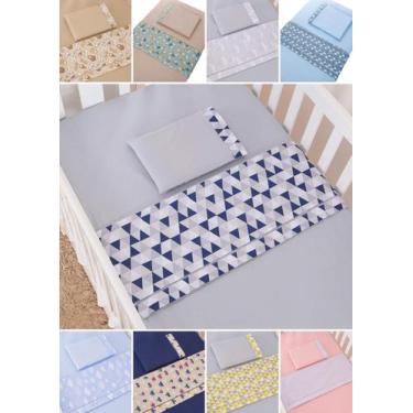 Imagem de jogo lençol com 03 peças 100% algodão chiqueirinho bebe micropercal po