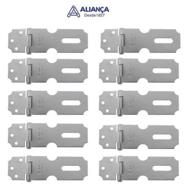Imagem de Kit 10 Fecho Porta Cadeado em Aço Zincado 3.1/2" 89mm - Aliança