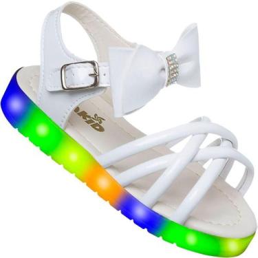 Imagem de Sandalia Infantil Menina Com Led Colorido Confortavel - Beakid, Branco