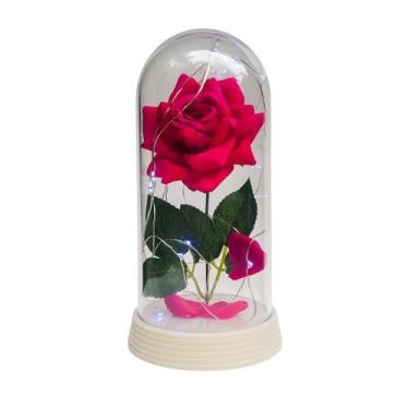 Imagem de Luminária A Rosa Encantada Pink 20 Cm Base Pérola Frio - Amor Lindo