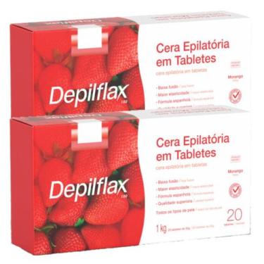 Imagem de Kit 2 Cera Quente Depilatória Profissional Morango Depilflax Barra 1Kg