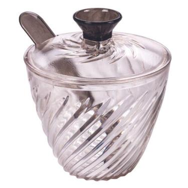 Imagem de Açucareiro de Plástico Com Tampa e Colher Cristal Twist Plasutil ref.1