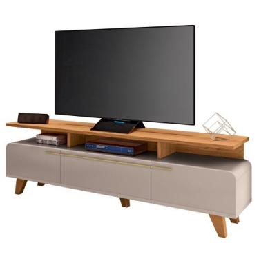 Imagem de Rack Bancada Para TV 70 Pol 200cm 3 Portas Amago H01 Off White/Cinamom