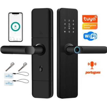 Imagem de Fechadura Digital WiFi De Sobrepor APP Touch Screen 5 em 1 Trava De Po