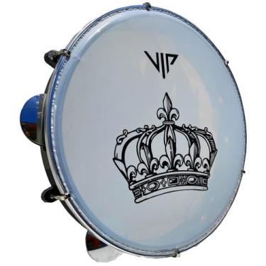 Imagem de Pandeiro Vip 10 Pele Leitosa Coroa 2 Abs Platinelas Inox br - VIP Perc
