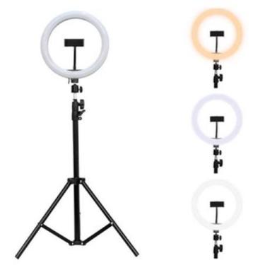 Imagem de Kit 2 Ring Light Iluminador Led 10 Polegada 26cm + Tripé 2,10m Profiss