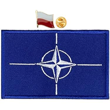 Imagem de A-ONE Emblemas com logotipo NATO + broche de crachá de metal country da Polônia, aplique para chapéu de guarnição, capacete boina, jaqueta jeans, uniforme de batalha Molle, bolsa bomber nº 422 + 016P