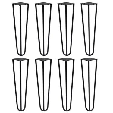 Imagem de Kit 8 Pés de Metal 25 CM Hairpin Legs Mesas de Centro Puffs Preto G41